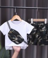 طقم من قطعتين تي شيرت &amp, شورت جينز عسكري