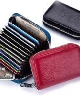 محفظة صغيرة جلد طبيعي حافظة بطاقات الائتمان والهوية للسيدات