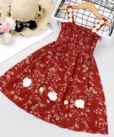 فستان بناتي موضة كورية جديدة بدون أكمام مزين بالورود