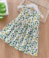 فستان بدون أكمام أنيق وجذاب للفتيات الصغيرات نمط أزهار