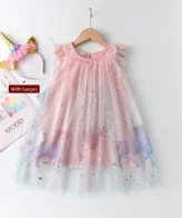 فستان شبكي ترتر بطباعة الحصان في الاسفل للبنات الصغار