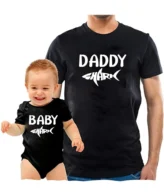 تي شيرت انيق للأب والابن من القطن بأكمام قصيرة، نمط نص