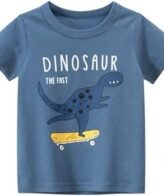 تي شيرت ولادي مميز مطبوع نص ونمط الديناصور