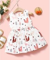 فستان بناتي أنيق بدون أكمام نمط حيوان