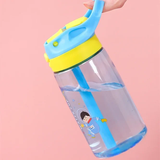 ⁦زمزمية/ كوب شرب للأطفال ضد الكسر والتسريب محكم الاغلاق بزر امان ومقبض وبسعة 460 ml⁩ - الصورة ⁦4⁩