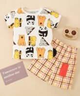 طقم ولادي فنيلة و شورت نمط  حيوان كرتون