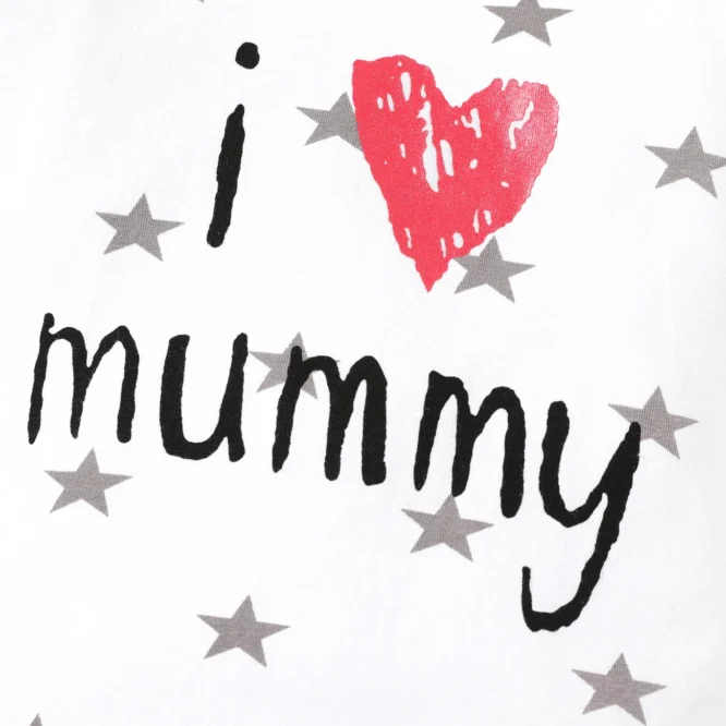 ⁦رومبير من القطن للفتيات بشكل نجوم وكتابة i love mummy⁩ - الصورة ⁦5⁩