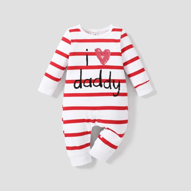 رومبير من القطن للفتيات باكمام طويلة بشكل نجوم وكتابة i love daddy