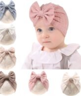 قبعة بناتي مزينة بفيونكة للفتيات الصغيرات من 3 الى 6 سنوات