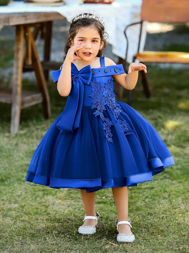 ⁦فستان بناتي شبكي بدون أكمام⁩ - الصورة ⁦3⁩