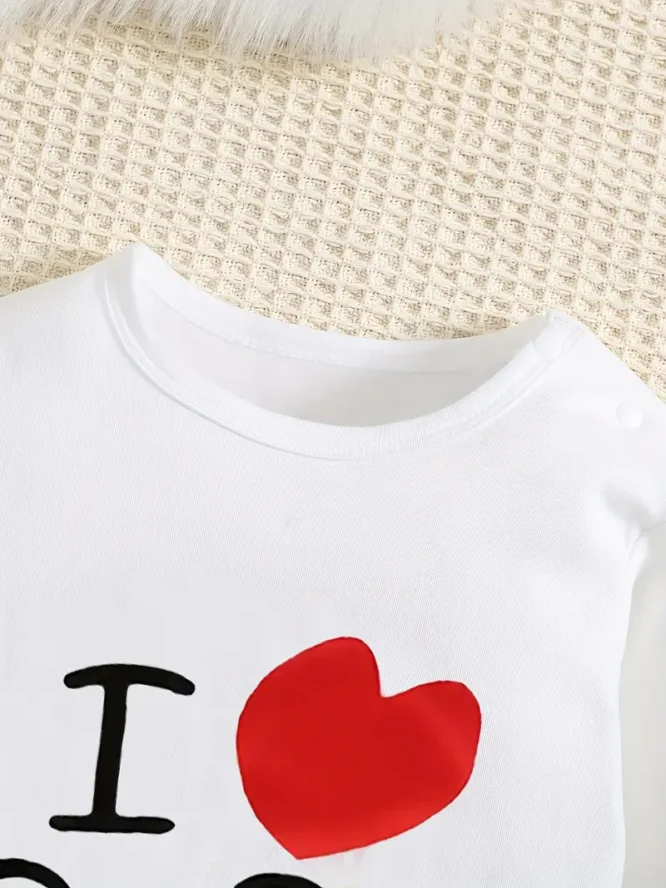 ⁦رومبير مطبوع عليه حروف I LOVE  PaPa للأولاد والبنات بأكمام طويلة من القطن⁩ - الصورة ⁦5⁩