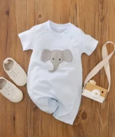 رومبير بأكمام قصيرة مطبوعة برسومات فيل للأولاد الصغار