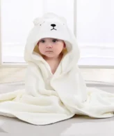 منشفة أطفال من القطن الناعم مع غطاء رأس