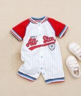 بربتوز أنبق بأكمام قصيرة نمط مخطط للاطفال الرضع