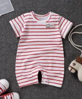 رومبير أنيق بأكمام قصيرة نمط مخطط للاطفال الرضع