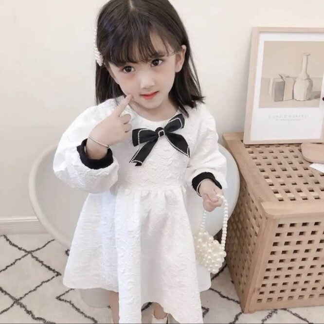 ⁦فستان الفتيات الاميرات طويلة الأكمام بتصميم كوري رائع، مناسب للحفلات والمناسبات⁩ - الصورة ⁦6⁩