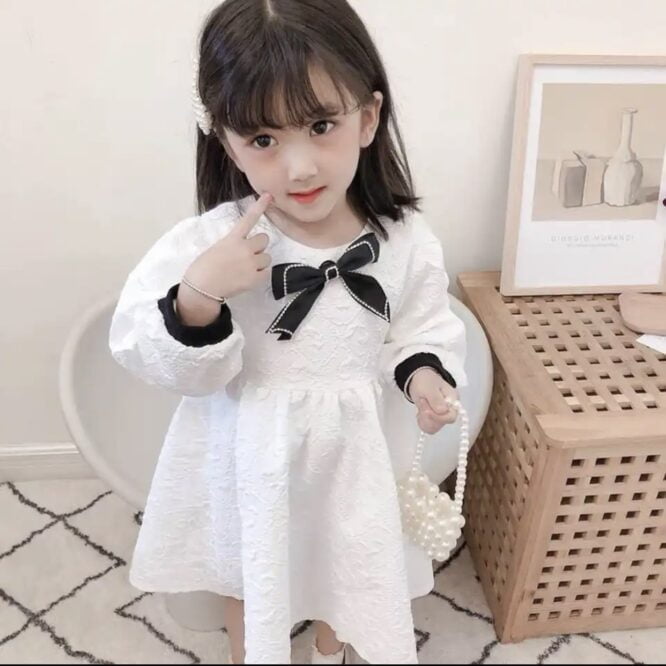 ⁦فستان الفتيات الاميرات طويلة الأكمام بتصميم كوري رائع، مناسب للحفلات والمناسبات⁩ - الصورة ⁦5⁩