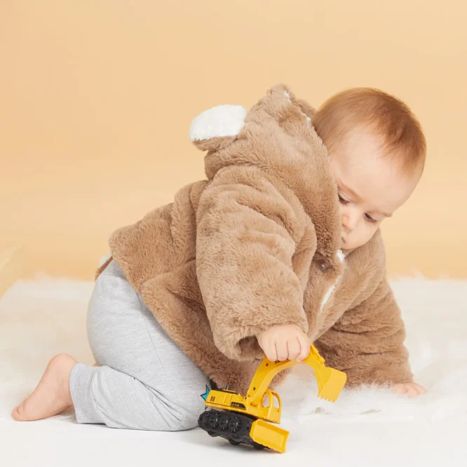 ⁦جاكت صوف راقي بأكمام طويلة مع غطاء رأس للبنات والاولاد⁩ - الصورة ⁦3⁩