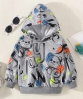 بلوفر أنيق مع غطاء للراس نمط حروف