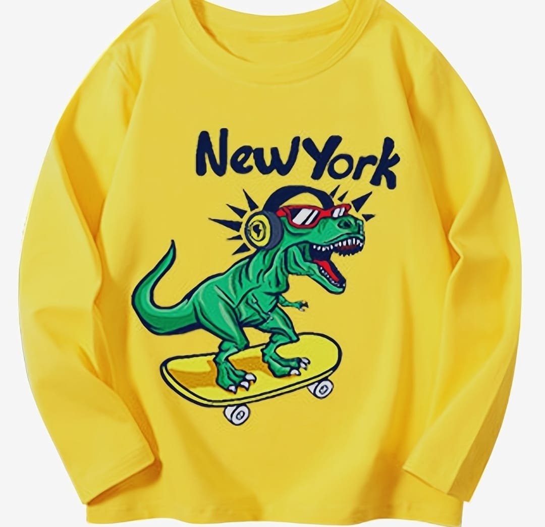 بلوفر راقي بأكمام طويلة وياقة مستديرة نمط رسوم كرتون