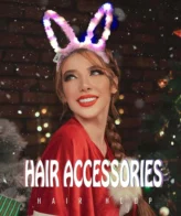 طوق شعر مضيء بإضاءة LED على شكل أذني أرنب للنساء والفتيات