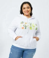 بلوفر نسائي  أنيق بأكمام طويلة مع غطاء للرأس نمط رسومات