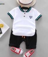 طقم ولادي مكون من قطعتين تي شيرت بولو وشورت
