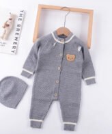 أفرول محبوك مع قبعة للأطفال الرضع