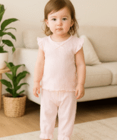 طقم بيجاما بناتي صيفي مكون من تي شيرت  بدون أكمام  و سروال بتصميم جذاب