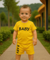 طقم ولادي صيفي مكون من قطعتين تي شيرت و شورت بتصميم جذاب