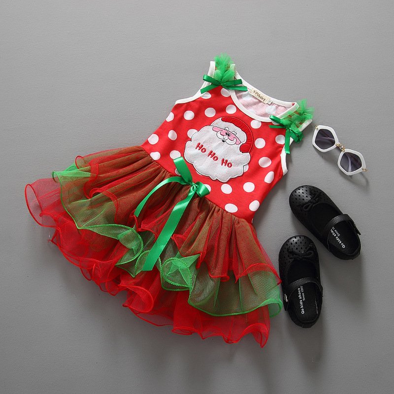 فستان بناتي شبكي بدون أكمام