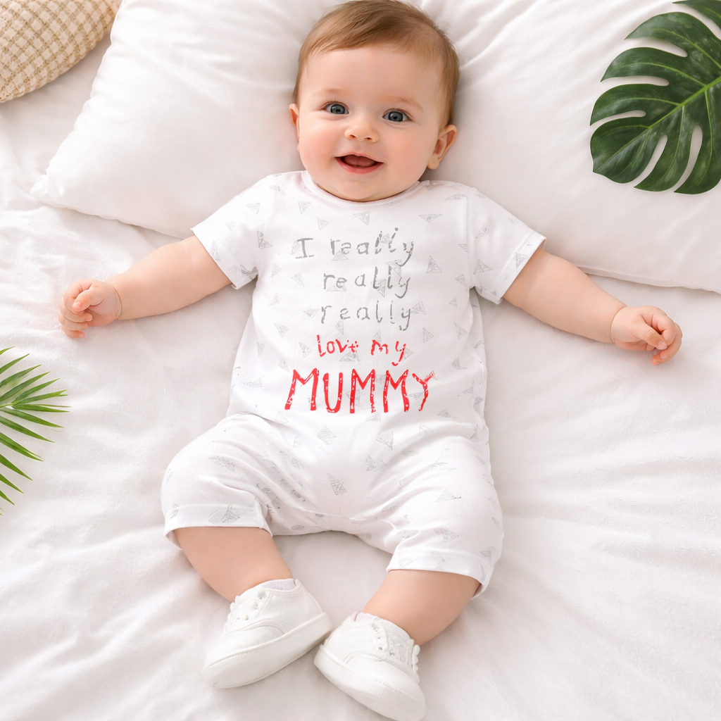 رومبير بأكمام قصيرة من القطن مطبوعة عليها love my daddy